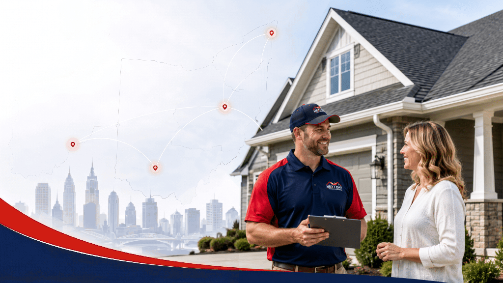 Next Day Roofing and Gutter Solutions, trusted roofing experts in Ohio, Kentucky, Indiana.