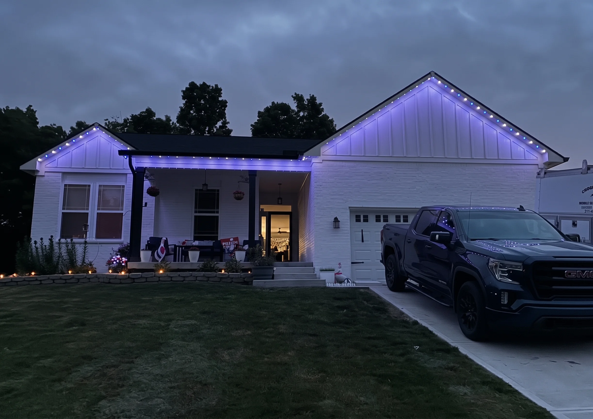 Home lit in Indianapolis game day colors