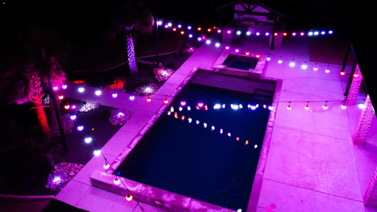 JellyFish patio lights over an outdoor living space
